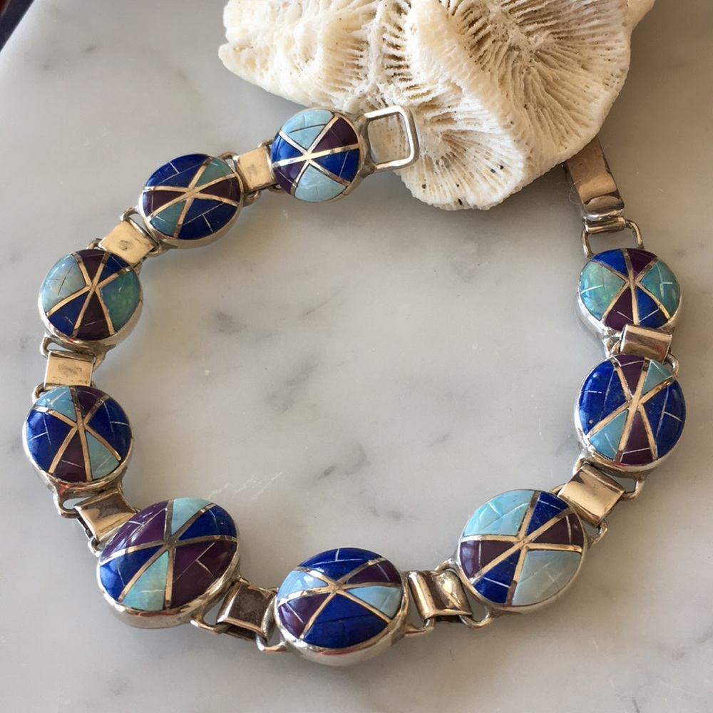 Vintage Zuni Native American Link Bracelet